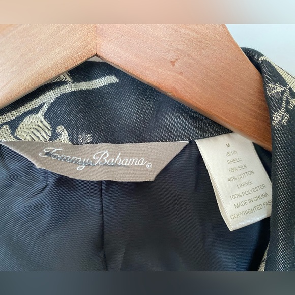 EUC Tommy Bahama Asian embroidered silk cape waist coat Hawaii light jacket M - Picture 6 of 8